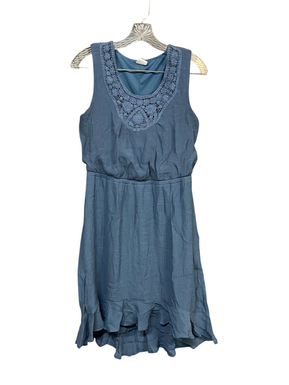 Wrangler Dress Womens M Blue Sleeveless Crochet Boho Western Ruffle Hem Midi